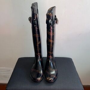 Lauren Ralph Lauren Rossalyn II Black and Brown Rain Boots SZ 10B